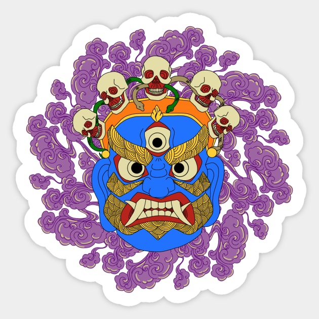 Tibetan Mask Sticker by briochehands